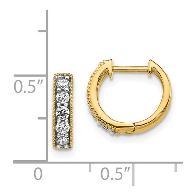 14K Yellow Gold 1/3 ct tw Diamond Milgrain Huggie Hoop Earrings – view 5