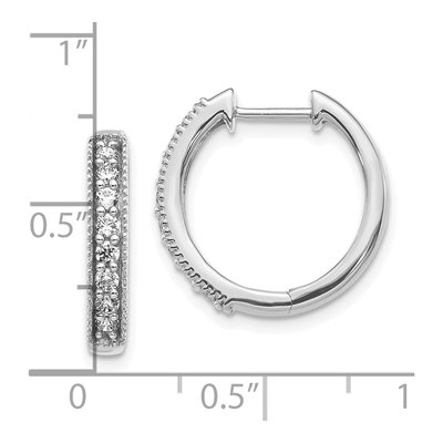 10K White Gold 3/8 ct tw Diamond Milgrain Huggie Hoop Earrings – view 2