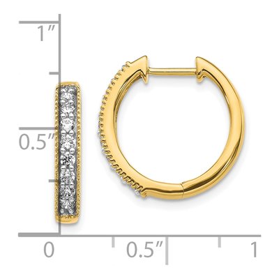 10K Yellow Gold 3/8 ct tw Diamond Milgrain Huggie Hoop Earrings – view 4
