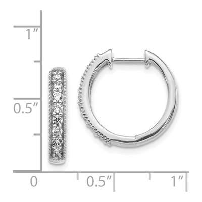 14K White Gold 3/8ct Diamond Milgrain Hoop Earrings – view 2