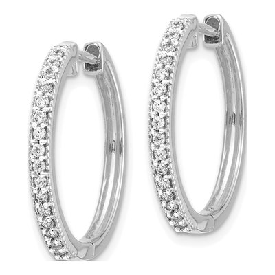 14K White Gold 1/4 ct tw 20mm Diamond Huggie Hoop Earrings – view 2