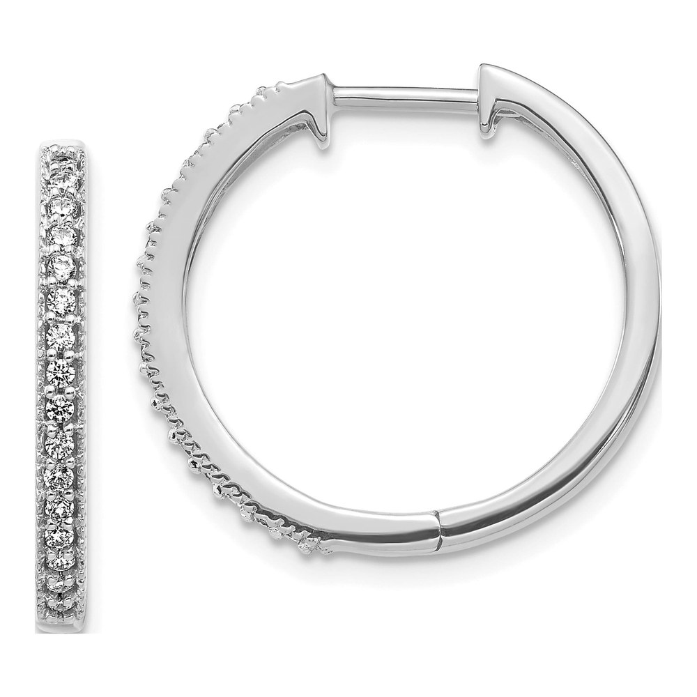 14K White Gold 1/4 ct tw 20mm Diamond Huggie Hoop Earrings