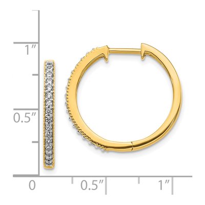 14K Yellow Gold 1/4 ct tw 20mm Diamond Milgrain Huggie Hoop Earrings – view 4