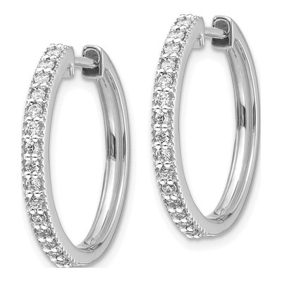 14K White Gold 1/3 ct tw 20mm Diamond Milgrain Huggie Hoop Earrings – view 3