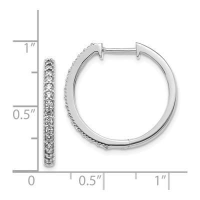 14K White Gold 1/3 ct tw 20mm Diamond Milgrain Huggie Hoop Earrings – view 5