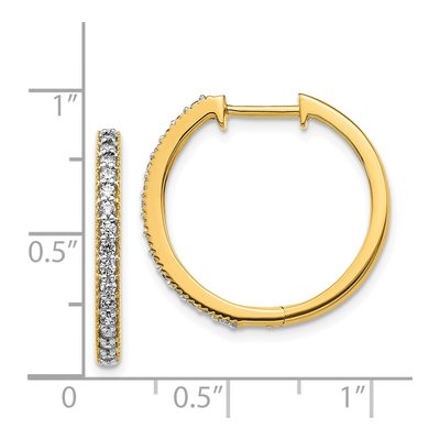 14K Yellow Gold 1/3 ct tw 20mm Diamond Milgrain Huggie Hoop Earrings – view 4