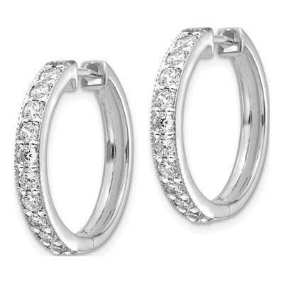 14K White Gold 1 ct tw 21mm Diamond Milgrain Huggie Hoop Earrings – view 3