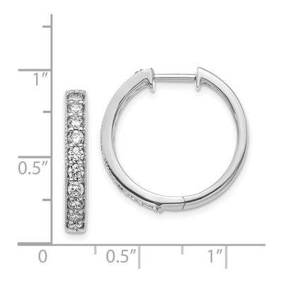14K White Gold 1 ct tw 21mm Diamond Milgrain Huggie Hoop Earrings – view 5