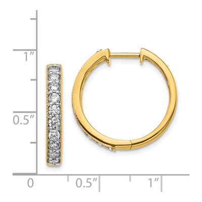 14K Yellow Gold 1 ct tw 21mm Diamond Milgrain Huggie Hoop Earrings – view 5