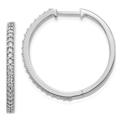 14K White Gold 1/2 ct tw 26mm Lab-Grown Diamond Hoop Earrings