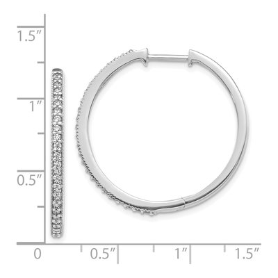 14K White Gold 1/2 ct tw 29mm Diamond Milgrain Huggie Hoop Earrings – view 5