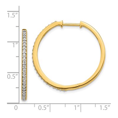 14K Yellow Gold 1/2 ct tw 29mm Diamond Milgrain Huggie Hoop Earrings – view 5
