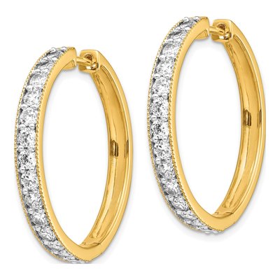 14K Yellow Gold 2 ct tw 30mm Diamond Milgrain Huggie Hoop Earrings – view 3
