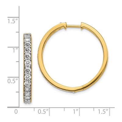14K Yellow Gold 2 ct tw 30mm Diamond Milgrain Huggie Hoop Earrings – view 5