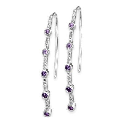 14K White Gold 1/5 ct tw Amethyst & Diamond Threader Earrings – view 3