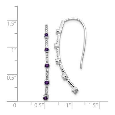 14K White Gold 1/5 ct tw Amethyst & Diamond Threader Earrings – view 5