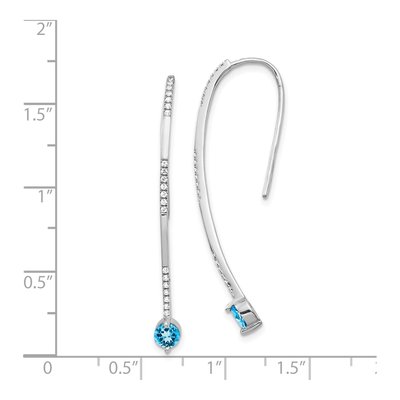 14K White Gold 1/5 ct tw Swiss Blue Topaz & Diamond Threader Earrings – view 4