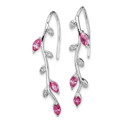 14K White Gold Diamond Leaf Threader Earrings – view 2