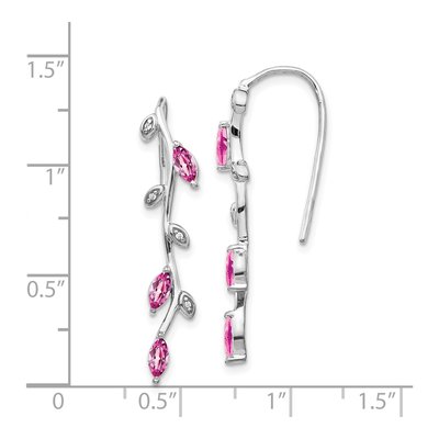 14K White Gold Diamond Leaf Threader Earrings – view 4