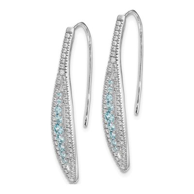 14K White Gold 0.48 ct tw Aquamarine & Diamond Leaf Threader Earrings – view 2