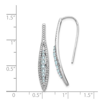 14K White Gold 0.48 ct tw Aquamarine & Diamond Leaf Threader Earrings – view 4