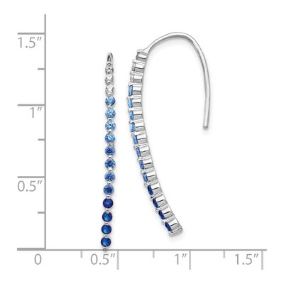 10K White Gold 1/10 ct tw Sapphire & Diamond Ombre Threaders Threader Earrings – view 4