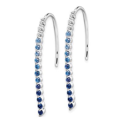 14K White Gold 1/10 ct tw Sapphire & Diamond Ombre Threader Earrings – view 3