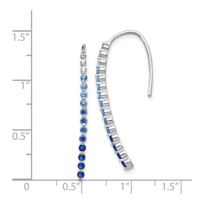14K White Gold 1/10 ct tw Sapphire & Diamond Ombre Threader Earrings – view 5