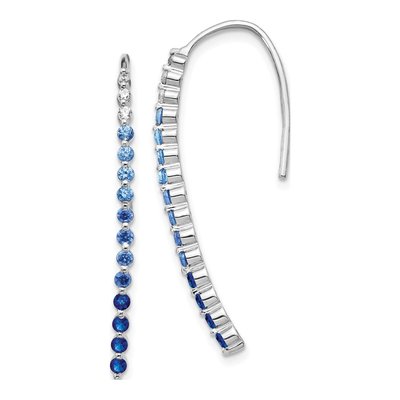 14K White Gold 1/10 ct tw Sapphire & Diamond Ombre Threader Earrings