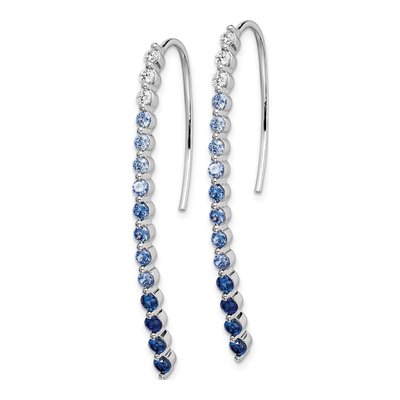 14K White Gold 0.26 ct tw Sapphire & Diamond Ombre Threader Earrings – view 3
