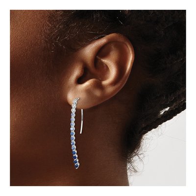 14K White Gold 0.26 ct tw Sapphire & Diamond Ombre Threader Earrings – view 4