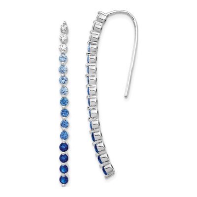 14K White Gold 0.26 ct tw Sapphire & Diamond Ombre Threader Earrings