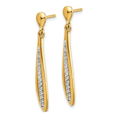 14K Yellow Gold 1/4 ct tw Diamond Oval Dangle Earrings – view 2