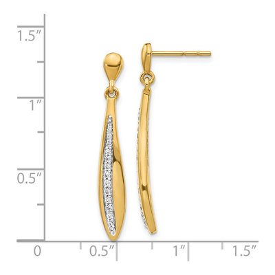 14K Yellow Gold 1/4 ct tw Diamond Oval Dangle Earrings – view 4