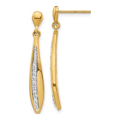 14K Yellow Gold 1/4 ct tw Diamond Oval Dangle Earrings