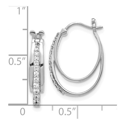 10K White Gold 1/4 ct tw Diamond Triple Hoop Earrings – view 2