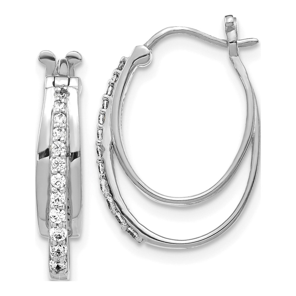 10K White Gold 1/4 ct tw Diamond Triple Hoop Earrings