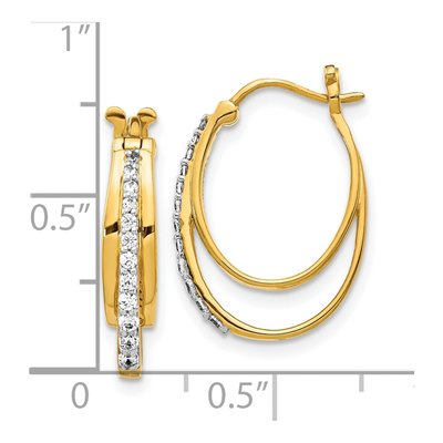 10K Yellow Gold 1/4 ct tw Diamond Oval Triple Hoop Earrings – view 2