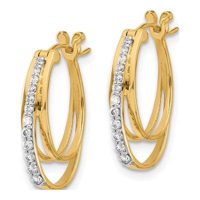 14K Yellow Gold 1/4 ct tw Diamond Triple Oval Hoop Earrings – view 2
