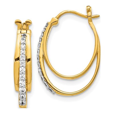14K Yellow Gold 1/4 ct tw Diamond Triple Oval Hoop Earrings