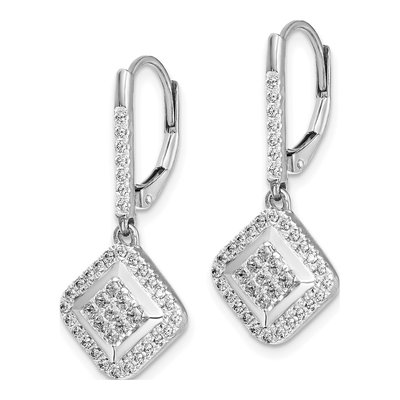 14K White Gold 1/2 ct tw Diamond Cluster Leverback Earrings – view 2