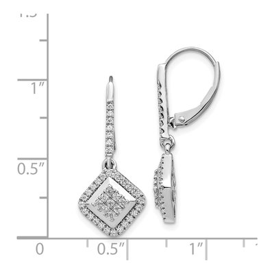 14K White Gold 1/2 ct tw Diamond Cluster Leverback Earrings – view 4