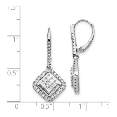 14K White Gold 1 ct tw Diamond Cluster Leverback Earrings – view 4