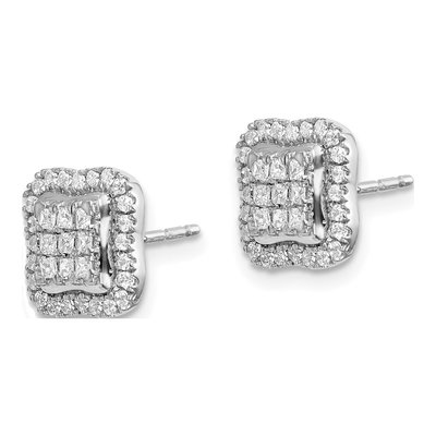 14K White Gold 1/2 ct tw 1.3mm Square Diamond Cluster Stud Earrings – view 3
