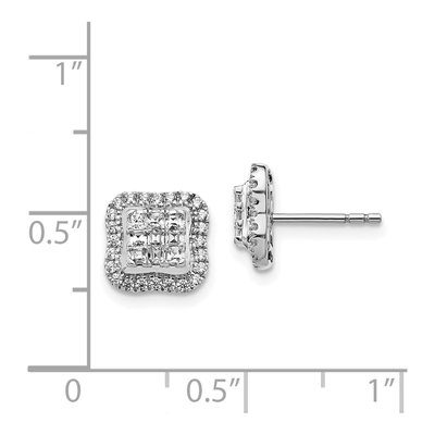 14K White Gold 1/2 ct tw 1.3mm Square Diamond Cluster Stud Earrings – view 5