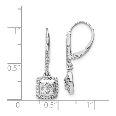 14K White Gold 1/2 ct tw Diamond Cluster Leverback Earrings – view 5