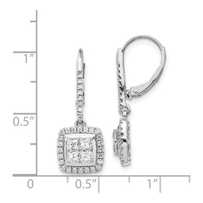 14K White Gold 1 ct tw Diamond Cluster Leverback Earrings – view 4