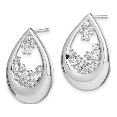 14K White Gold 3/4 ct tw 2.4mm Round Diamond Teardrop Stud Earrings – view 2