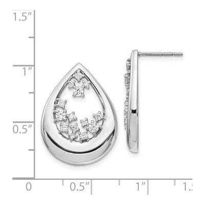 14K White Gold 3/4 ct tw 2.4mm Round Diamond Teardrop Stud Earrings – view 4
