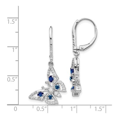 14K White Gold 0.37 ct tw Sapphire & Diamond Butterfly Leverback Earrings – view 4